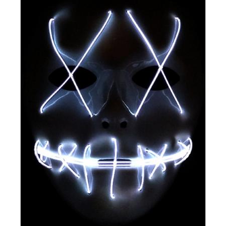 El Wire Spook masker Wit - El Wire Ghost mask White